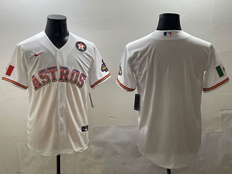 Men Houston Astros Blank White Mexico Game 2025 Nike MLB Jersey style 2